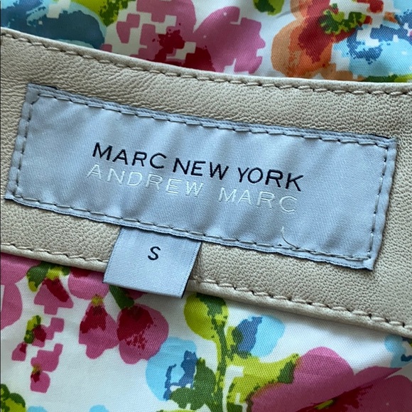 Real Leather Marc Andrew Beige Moto Jacket Small - Picture 2 of 6